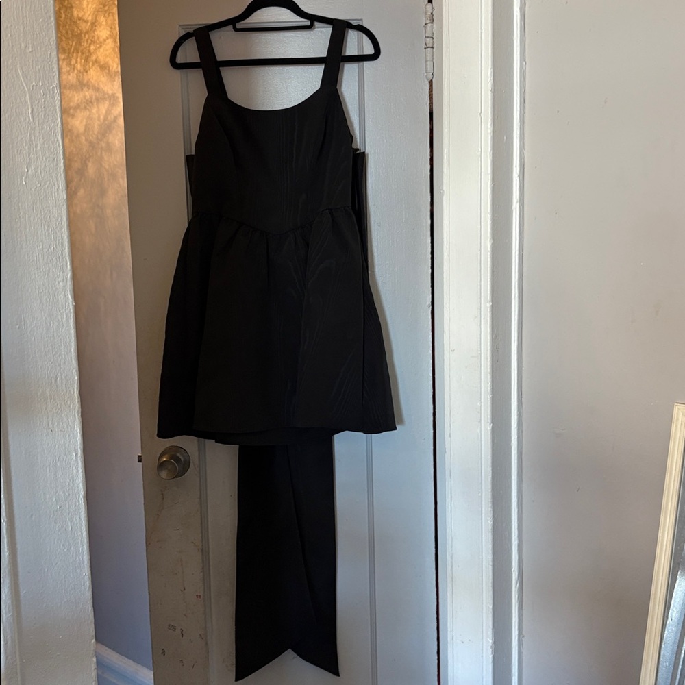 Love shack fancy black spin minidress wedding guest  large bow in back size 2 - Picture 8 of 13